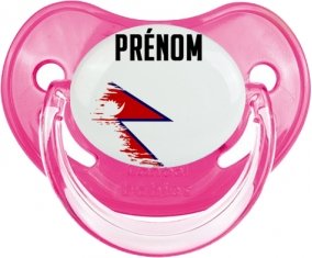 Drapeau effet pinceau Népal avec prénom Sucette Physiologique Rose classique