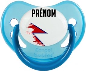 Drapeau effet pinceau Népal avec prénom Sucette Physiologique Bleue phosphorescente