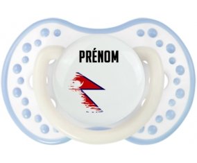 Drapeau effet pinceau Népal avec prénom Sucette LOVI Dynamic Blanc-cyan classique