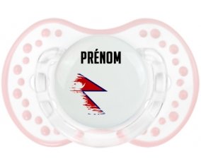 Drapeau effet pinceau Népal avec prénom Sucette LOVI Dynamic Retro-blanc-rose-tendre classique