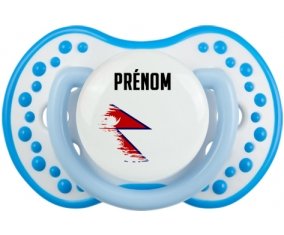 Drapeau effet pinceau Népal avec prénom Sucette LOVI Dynamic Blanc-bleu phosphorescente