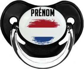 Drapeau effet pinceau Pays-Bas avec prénom Sucette Physiologique Noir classique