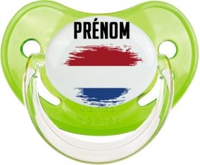 Drapeau effet pinceau Pays-Bas avec prénom Sucette Physiologique Vert classique