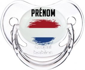 Drapeau effet pinceau Pays-Bas avec prénom Sucette Physiologique Transparent classique