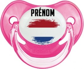Drapeau effet pinceau Pays-Bas avec prénom Sucette Physiologique Rose classique
