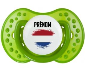 Drapeau effet pinceau Pays-Bas avec prénom Sucette LOVI Dynamic Vert classique