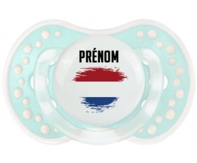 Drapeau effet pinceau Pays-Bas avec prénom Sucette LOVI Dynamic Retro-turquoise-lagon classique
