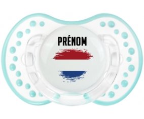 Drapeau effet pinceau Pays-Bas avec prénom Sucette LOVI Dynamic Retro-blanc-lagon classique