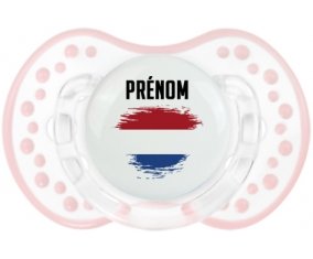 Drapeau effet pinceau Pays-Bas avec prénom Sucette LOVI Dynamic Retro-blanc-rose-tendre classique