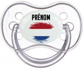 Drapeau effet pinceau Pays-Bas avec prénom Sucette Anatomique Transparente classique