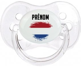 Drapeau effet pinceau Pays-Bas avec prénom Tétine Cerise Transparent classique
