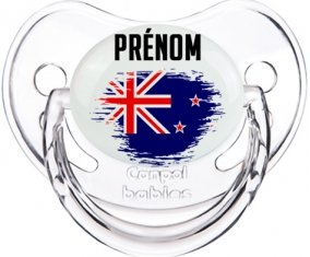 Drapeau effet pinceau Nouvelle-Zélande avec prénom Sucete Physiologique Transparent classique