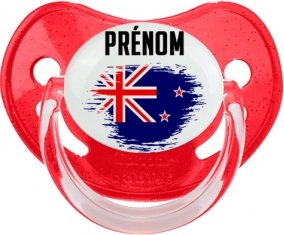 Drapeau effet pinceau Nouvelle-Zélande avec prénom Sucete Physiologique Rouge à paillette