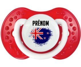 Drapeau effet pinceau Nouvelle-Zélande avec prénom Tétine LOVI Dynamic Blanc-rouge classique