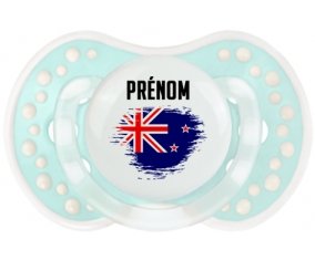 Drapeau effet pinceau Nouvelle-Zélande avec prénom Tétine LOVI Dynamic Retro-turquoise-lagon classique