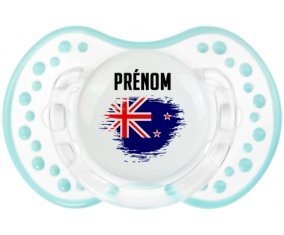Drapeau effet pinceau Nouvelle-Zélande avec prénom Tétine LOVI Dynamic Retro-blanc-lagon classique