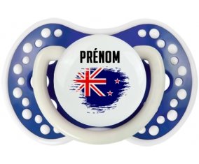 Drapeau effet pinceau Nouvelle-Zélande avec prénom Tétine LOVI Dynamic Bleu-marine phosphorescente