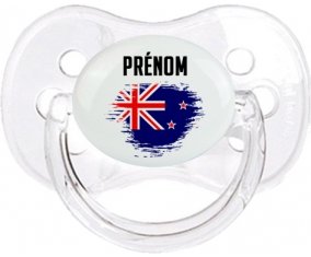 Drapeau effet pinceau Nouvelle-Zélande avec prénom Sucette Cerise Transparent classique