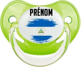 Drapeau effet pinceau Nicaragua avec prénom Sucette Physiologique Vert classique
