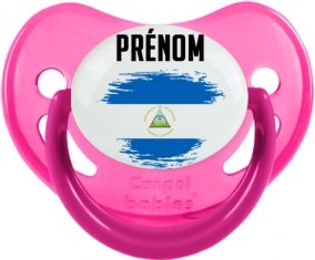Drapeau effet pinceau Nicaragua avec prénom Sucette Physiologique Rose phosphorescente