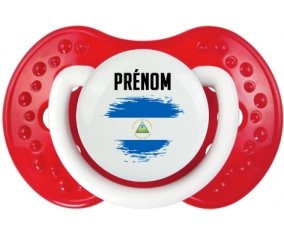 Drapeau effet pinceau Nicaragua avec prénom Sucette LOVI Dynamic Blanc-rouge classique