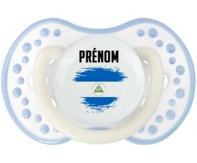 Drapeau effet pinceau Nicaragua avec prénom Sucette LOVI Dynamic Blanc-cyan classique