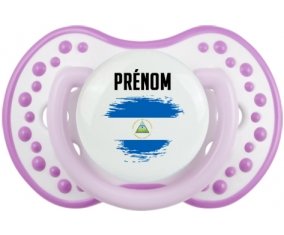 Drapeau effet pinceau Nicaragua avec prénom Sucette LOVI Dynamic Blanc-mauve classique
