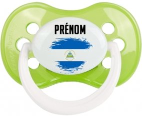 Drapeau effet pinceau Nicaragua avec prénom Tétine Anatomique Vert classique