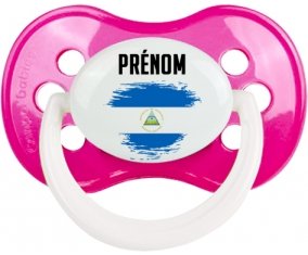 Drapeau effet pinceau Nicaragua avec prénom Tétine Anatomique Rose foncé classique