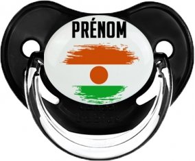 Drapeau effet pinceau Niger avec prénom Sucette Physiologique Noir classique