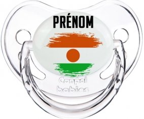 Drapeau effet pinceau Niger avec prénom Sucette Physiologique Transparent classique
