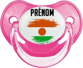 Drapeau effet pinceau Niger avec prénom Sucette Physiologique Rose classique
