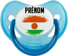 Drapeau effet pinceau Niger avec prénom Sucette Physiologique Bleue phosphorescente