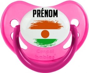Drapeau effet pinceau Niger avec prénom Sucette Physiologique Rose phosphorescente