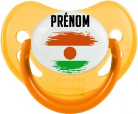 Drapeau effet pinceau Niger avec prénom Sucette Physiologique Jaune phosphorescente
