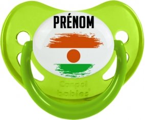 Drapeau effet pinceau Niger avec prénom Sucette Physiologique Vert phosphorescente