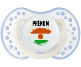 Drapeau effet pinceau Niger avec prénom Sucette LOVI Dynamic Blanc-cyan classique