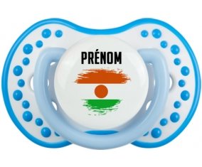 Drapeau effet pinceau Niger avec prénom Sucette LOVI Dynamic Blanc-bleu phosphorescente