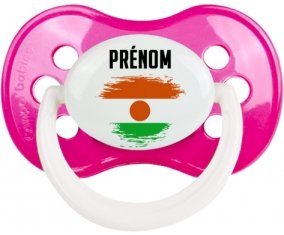 Drapeau effet pinceau Niger avec prénom Sucette Anatomique Rose foncé classique