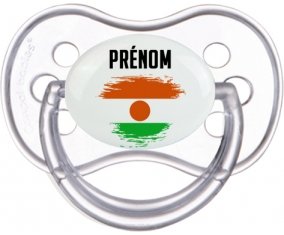 Drapeau effet pinceau Niger avec prénom Sucette Anatomique Transparente classique