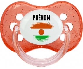 Drapeau effet pinceau Niger avec prénom Tétine Cerise Rouge à paillette