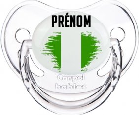 Drapeau effet pinceau Nigeria avec prénom Tétine Physiologique Transparent classique