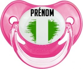 Drapeau effet pinceau Nigeria avec prénom Tétine Physiologique Rose classique