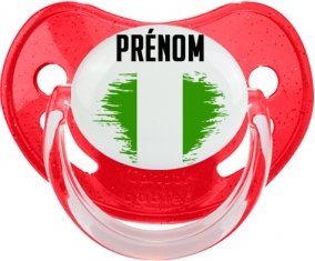 Drapeau effet pinceau Nigeria avec prénom Tétine Physiologique Rouge à paillette