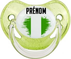 Drapeau effet pinceau Nigeria avec prénom Tétine Physiologique Vert à paillette
