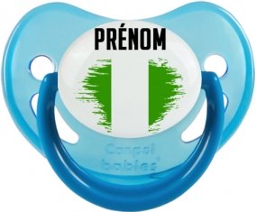 Drapeau effet pinceau Nigeria avec prénom Tétine Physiologique Bleue phosphorescente