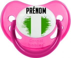 Drapeau effet pinceau Nigeria avec prénom Tétine Physiologique Rose phosphorescente