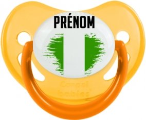 Drapeau effet pinceau Nigeria avec prénom Tétine Physiologique Jaune phosphorescente