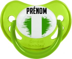 Drapeau effet pinceau Nigeria avec prénom Tétine Physiologique Vert phosphorescente