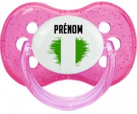 Drapeau effet pinceau Nigeria avec prénom Sucete Cerise Rose à paillette